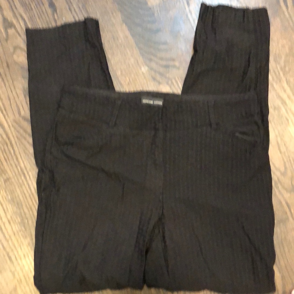 Adrienne Vittadini Black ribbed pull on pants size 8